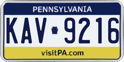 PA license plate KAV9216