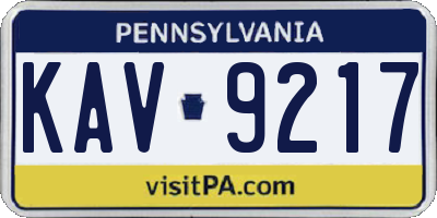 PA license plate KAV9217
