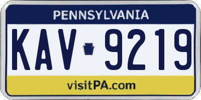 PA license plate KAV9219