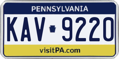 PA license plate KAV9220