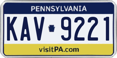 PA license plate KAV9221