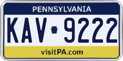 PA license plate KAV9222