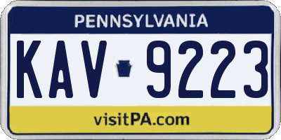 PA license plate KAV9223