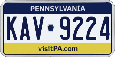 PA license plate KAV9224