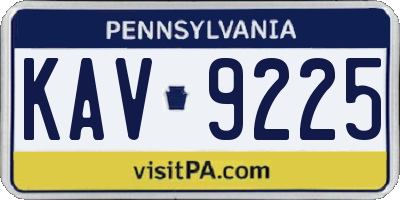 PA license plate KAV9225