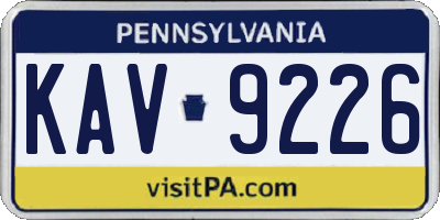 PA license plate KAV9226