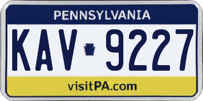 PA license plate KAV9227