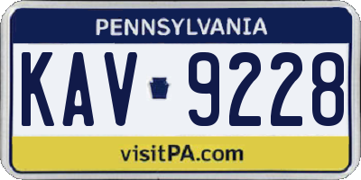 PA license plate KAV9228