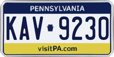 PA license plate KAV9230