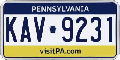 PA license plate KAV9231