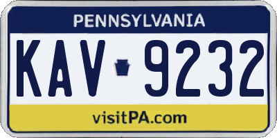PA license plate KAV9232