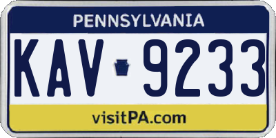 PA license plate KAV9233