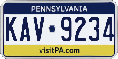 PA license plate KAV9234