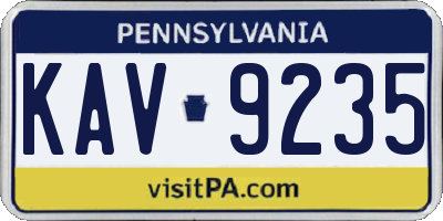 PA license plate KAV9235