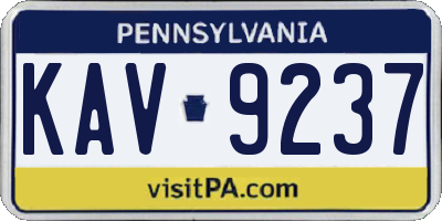PA license plate KAV9237