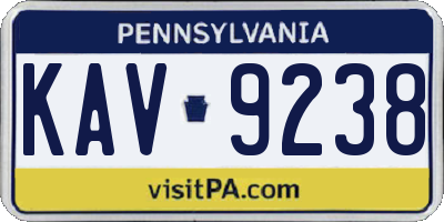 PA license plate KAV9238