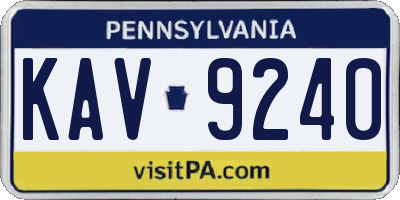 PA license plate KAV9240