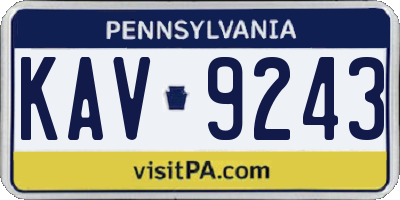PA license plate KAV9243