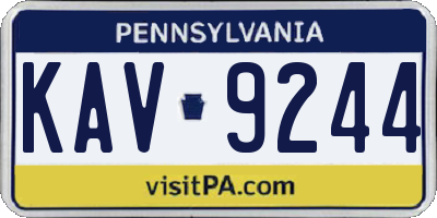 PA license plate KAV9244