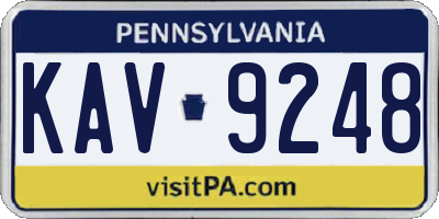 PA license plate KAV9248