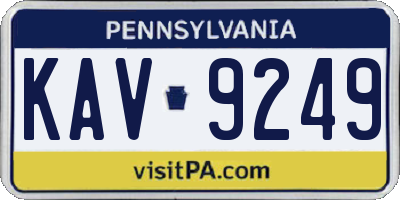 PA license plate KAV9249