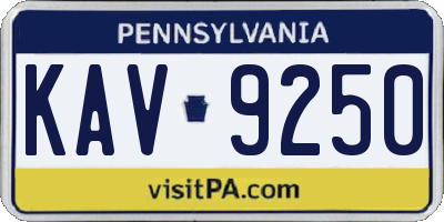 PA license plate KAV9250