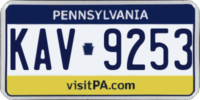 PA license plate KAV9253