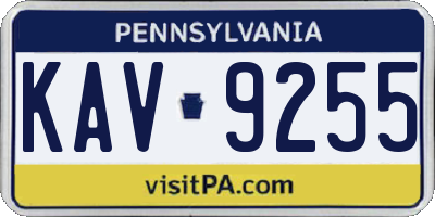 PA license plate KAV9255