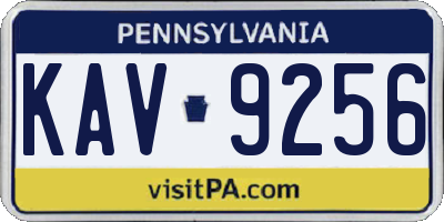PA license plate KAV9256
