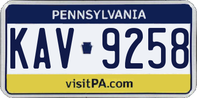 PA license plate KAV9258