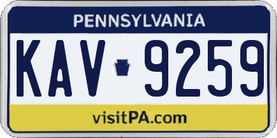 PA license plate KAV9259