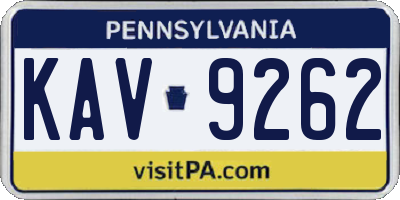 PA license plate KAV9262