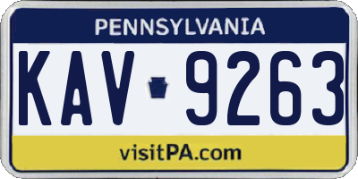 PA license plate KAV9263