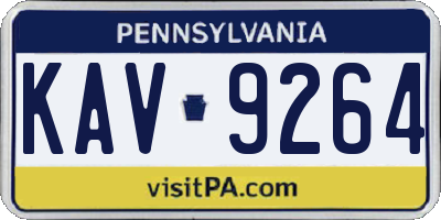 PA license plate KAV9264
