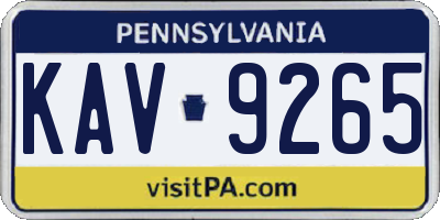 PA license plate KAV9265