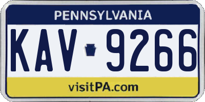 PA license plate KAV9266