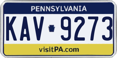 PA license plate KAV9273