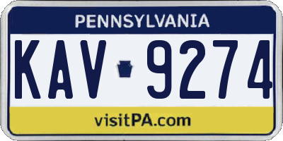 PA license plate KAV9274
