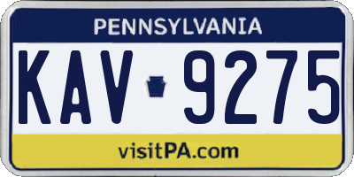 PA license plate KAV9275