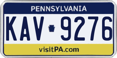 PA license plate KAV9276
