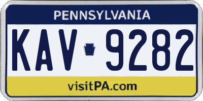 PA license plate KAV9282