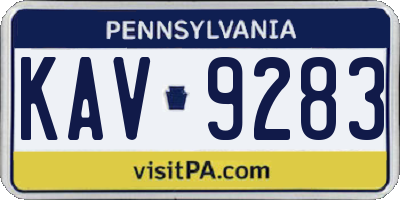 PA license plate KAV9283