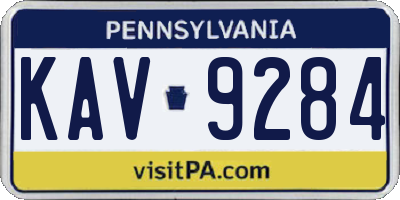 PA license plate KAV9284