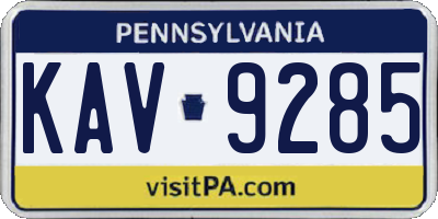 PA license plate KAV9285