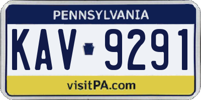 PA license plate KAV9291