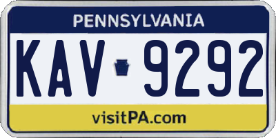 PA license plate KAV9292