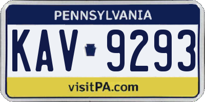 PA license plate KAV9293