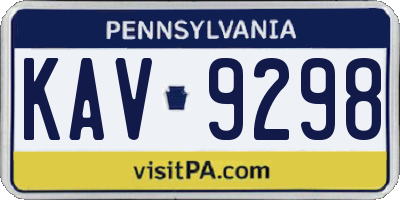 PA license plate KAV9298
