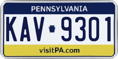 PA license plate KAV9301