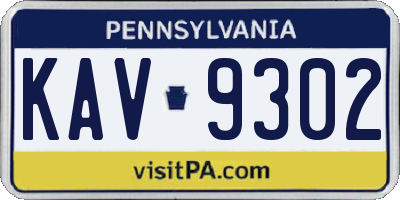 PA license plate KAV9302